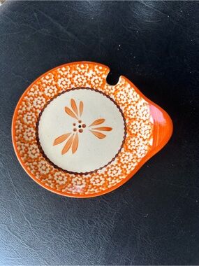 Temptations Orange Floral Ceramic Trinket Dish
